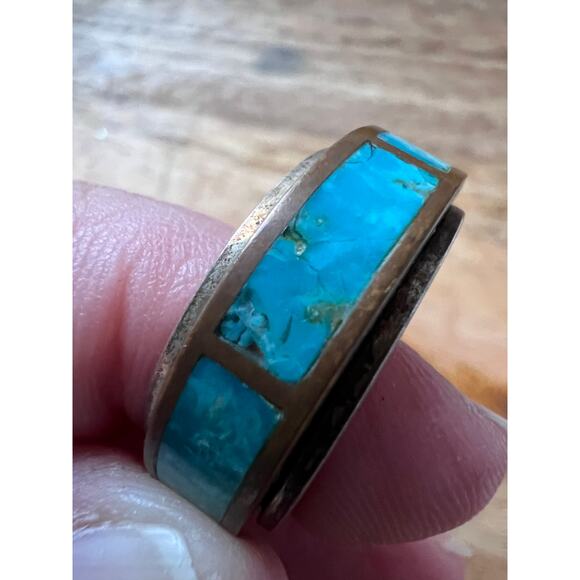 Jay King DTR Sterling Copper Turquoise Spinner Ring Size 8, 9g, Desert Rose - Picture 2 of 8